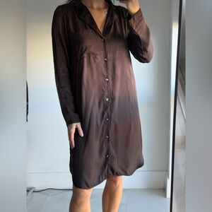 Calvin Klein Brown Button-Up Shirt Loungewear Dress